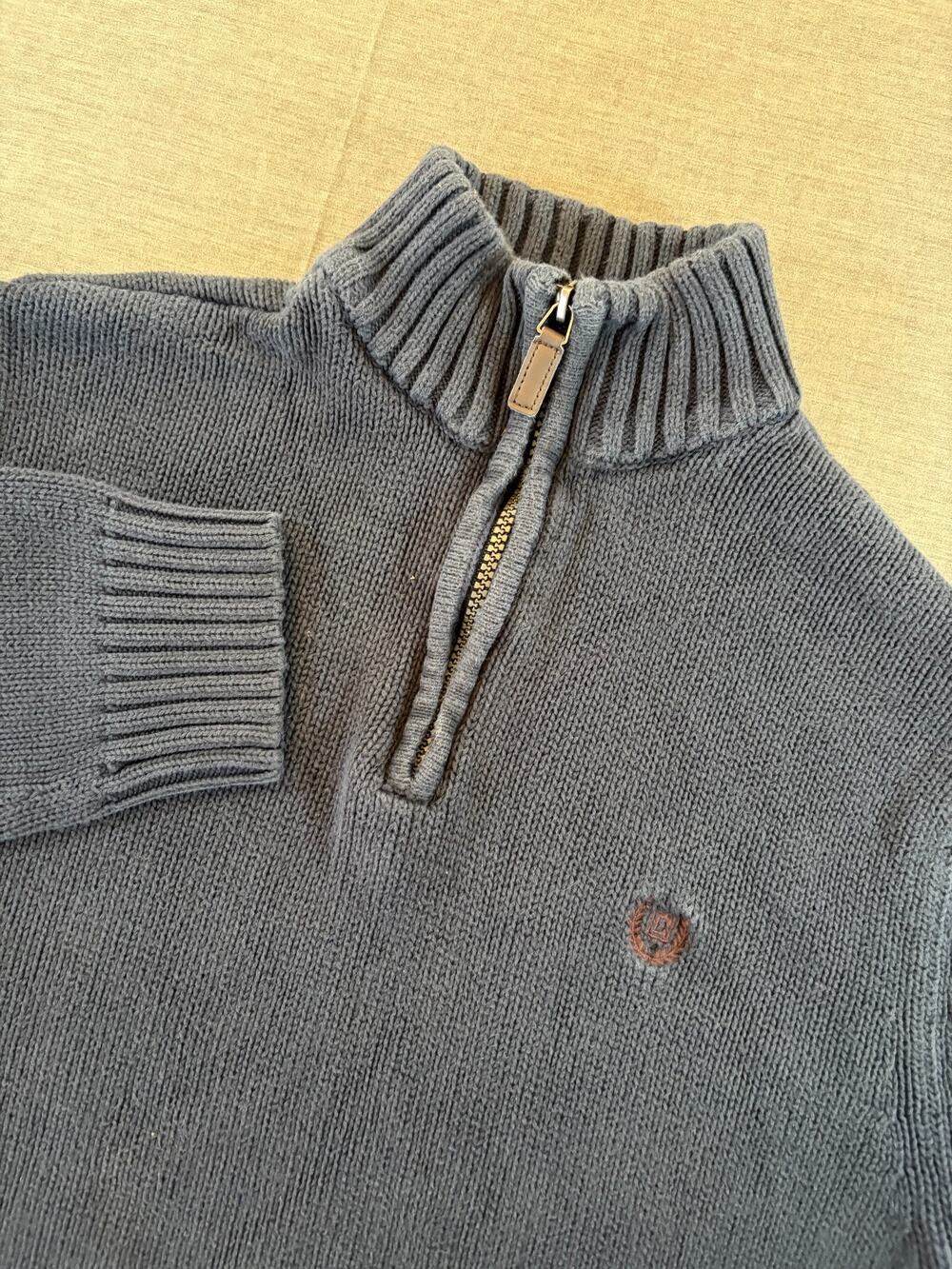 Chaps 1/4 zip Mock Neck Sweater Size M Blue Cottone Pullover Longsleeve Warm